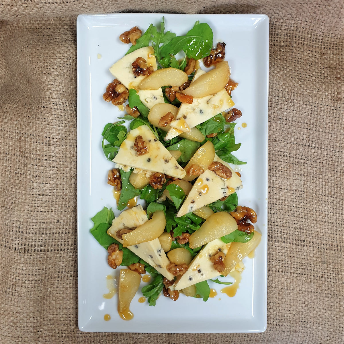 Rocket Salad with Poached Pears, Blue Cheese and Caramelised Walnuts – Over the Moon Dairy