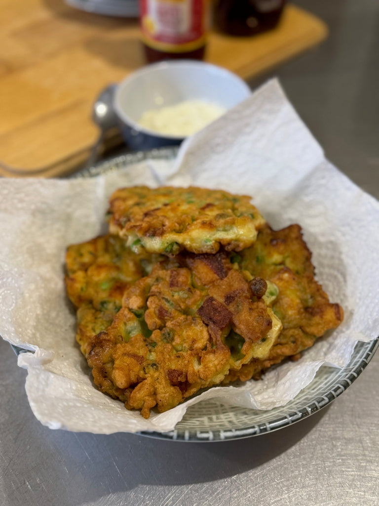 Pea and Halloumi Fritters