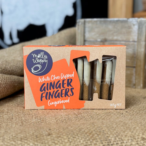 Molly Woppy White Choc Dipped Ginger Fingers, 165g